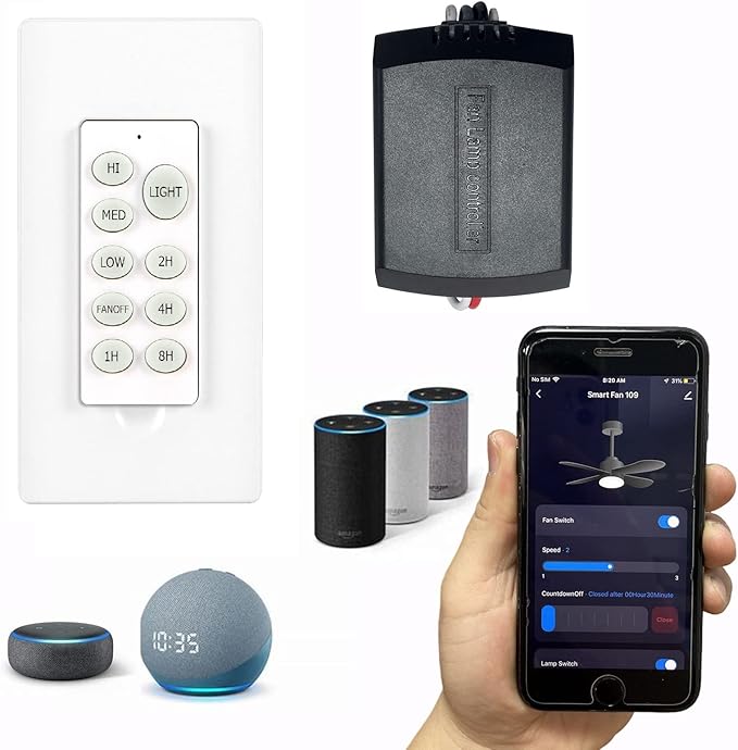 Humpptom Universal Smart WiFi Ceiling Fan Remote Control Kit, Compatible with Alexa, Google Assistant and Smart Life App, No Hub Required Small Size WiFi KIT BY08-018-WIFI