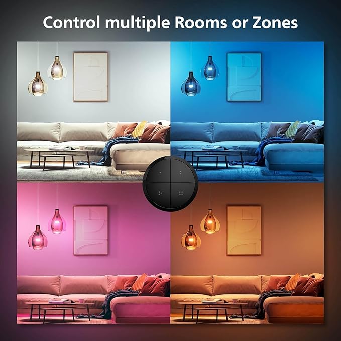 Philips Hue Wall Tap Dial Light Switch, Portable, Black - 1 Pack - Requires Lights and Bridge - Smart Home - Easy, No-Wire Installation