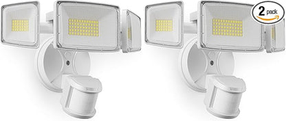 Onforu 100W LED Motion Sensor Outdoor Lights, Dusk to Dawn Flood Light Outdoor Motion Sensor, Hardwired Security Lights Floodlights Outside 11000LM 6500K Daylight IP65 Waterproof (White) (Pack of 2)