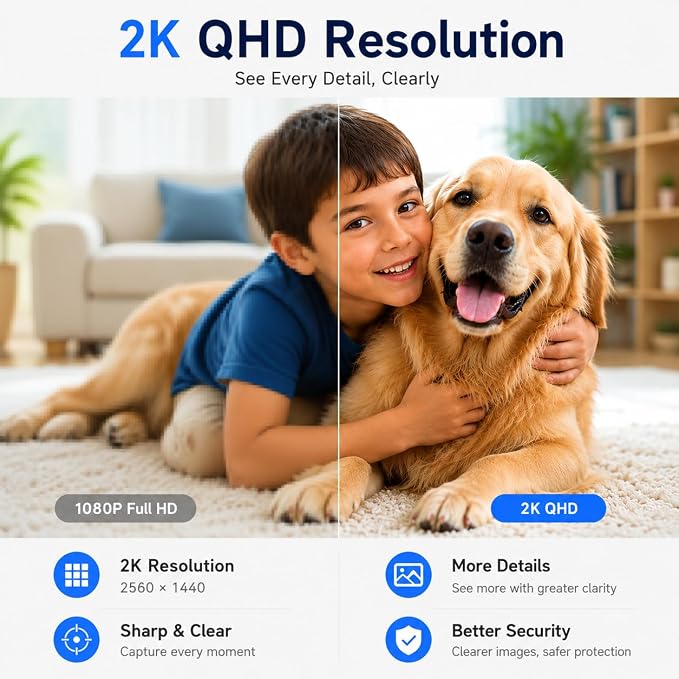DYPCO 2K Clock Camera for Home Security, Smart Alarm Clock Camera with 2.4G/5G WiFi, Indoor Camera with Phone App, AI Motion Detection, Color Night Vision, Two-Way Audio, Cloud & SD Storage
