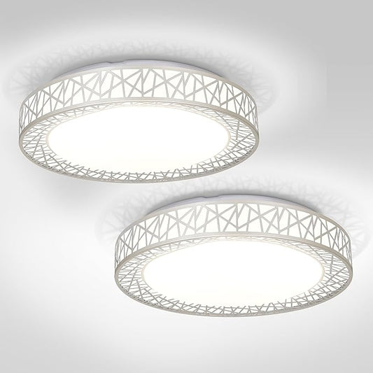 ASD 18 Inch LED Flush Mount Ceiling Light Fixture for Bedroom, 35W 1992LM 5CCT 2700K-5000K, Dimmable Lights, Dining, Living Room, Kitchen Lamps, Modern Home Lighting Fixtures, Nickel, ETL, 2 Pack