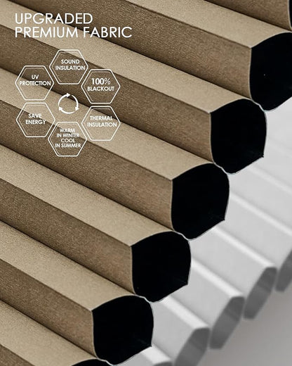 Yoolax Motorized Cellular Shades Compatible with Alexa, Blackout Motorized Blinds with Remote Smart Honeycomb Shades for Indoor Windows, Automatic Blinds Custom Size (Brown)