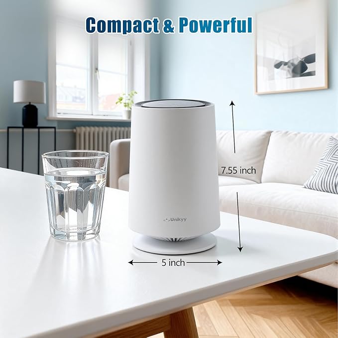 Air Purifiers for Bedroom,Home,Office,Dorm, HEPA Air Filter Super Quiet with LED Night Light,USB,for Smoke Pollen Pets Dust Odors in Office Desktop Air Cleaner,LumiAir Mini