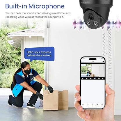 PANOEAGLE 8MP PoE IP Dome Security Camera, 4K AI Surveillance Camera Outdoor, 98ft EXIR IR Night Vision, Smart Human/Vehicle Detection, Wide Angle 2.8mm Lens, Built-in Mic, IP67 Weatherproof (Black)