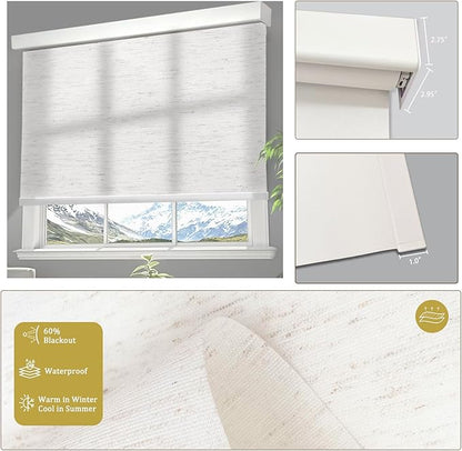 Motorized Blinds with Remote Cordless Automatic Motorized Shades Custom Blinds for Windows Smart Curtains Compatible with Alexa Google Home(Light Filtering Linen Sandy Beach,W40 x H72in)