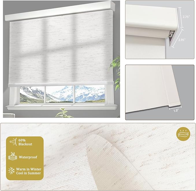 Motorized Blinds with Remote Cordless Automatic Motorized Shades Custom Blinds for Windows Smart Curtains Compatible with Alexa Google Home(Light Filtering Linen Sandy Beach,W21 x H72in)