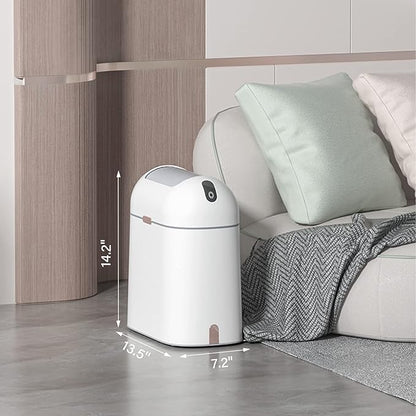 ELPHECO Bathroom Trash Can with lid 2.5 Gallon, Motion Sensor, White Golden