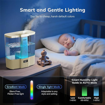AEOCKY Geek-Level Ultrasonic Humidifier, 4L Top-Fill Cool Mist Diffuser