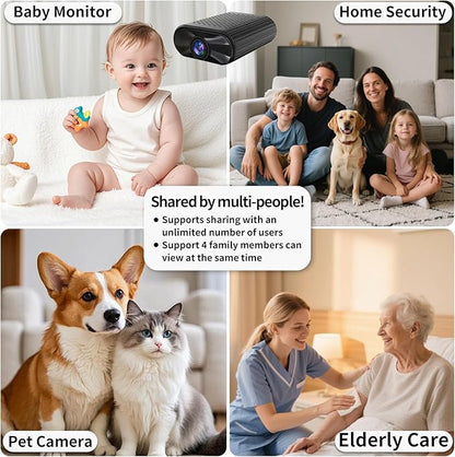 Mini HD 4K Wireless Camera Portable Nanny Cam with Night Vision, Motion Detection, and Phone App Live View - Compact Security Pet Camera for Home/Office 24/7 Cycle Save Video (Cube) (Small)
