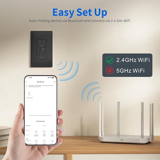 TOPELER 15A Smart Wall Outlets with Individual Control for Alexa & Google