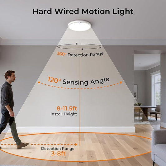 Annaror 2Pack Motion Ceiling Light with Remote, 8.7IN Wired Motion Sensor Light Indoor 3000K/4000K/5000K, Closet Lights Motion Sensored with Timer, Dimmable Motion Activated Light for Hallway Stair