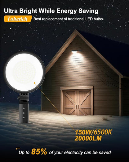 toberich LED Barn Light 2 Packs, 150W 20000LM Yard Area Lights Dusk to Dawn Outdoor Lighting with Upgraded Photocell 6500K Adjustable Angle Daylight IP66 Waterproof Street Lights for Farmhouse/Garage