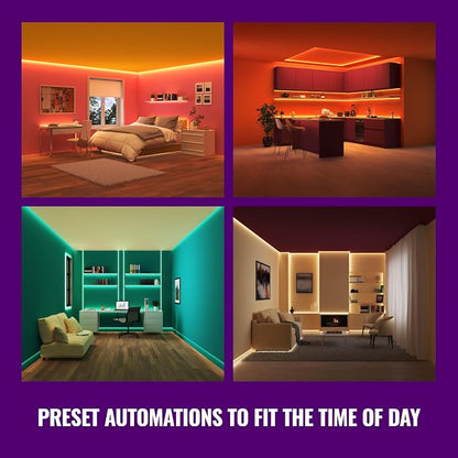 WiZ Connected Smart Light Strip, Sunset/Sunrise Automation, Preset Modes, Control with Voice or App, Full Color RGB Lighting, Voice Control, 50ft Cut to Fit