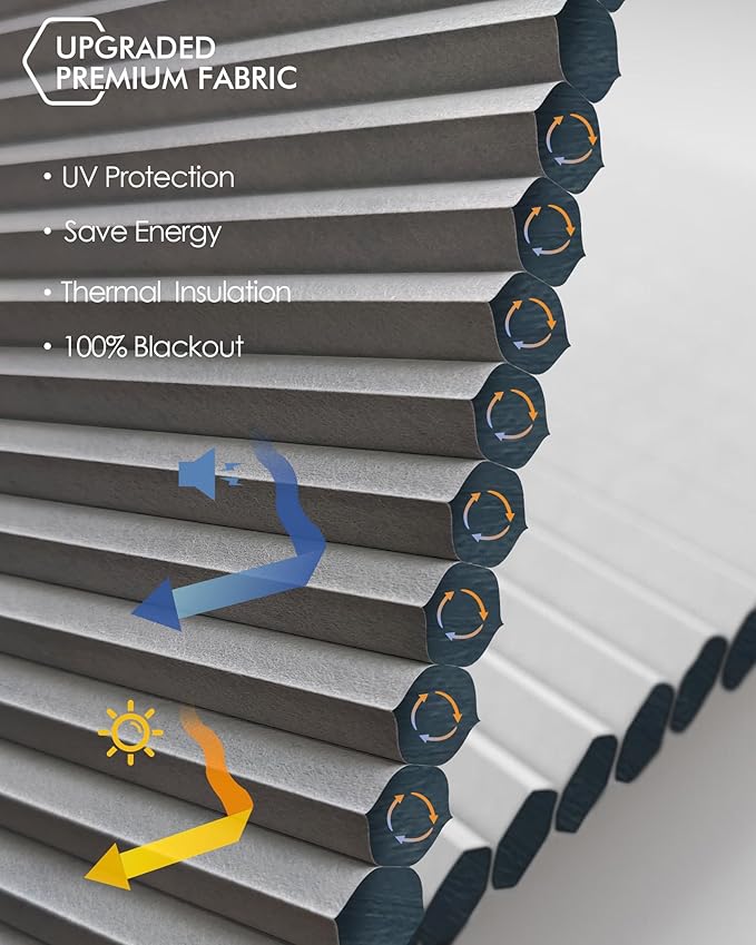 Yoolax Motorized Skylight Shades, Smart Cellular Shades Compatible with Alexa Google, Electric Cordless Honeycomb Blinds with Remote for Roof Inclined Plane Room (Blackout Light Grey)