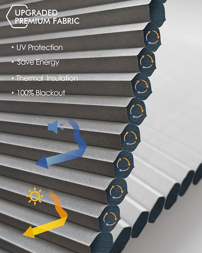 Yoolax Motorized Skylight Shades, Smart Cellular Shades Compatible with Alexa Google, Electric Cordless Honeycomb Blinds with Remote for Roof Inclined Plane Room (Blackout Light Grey)