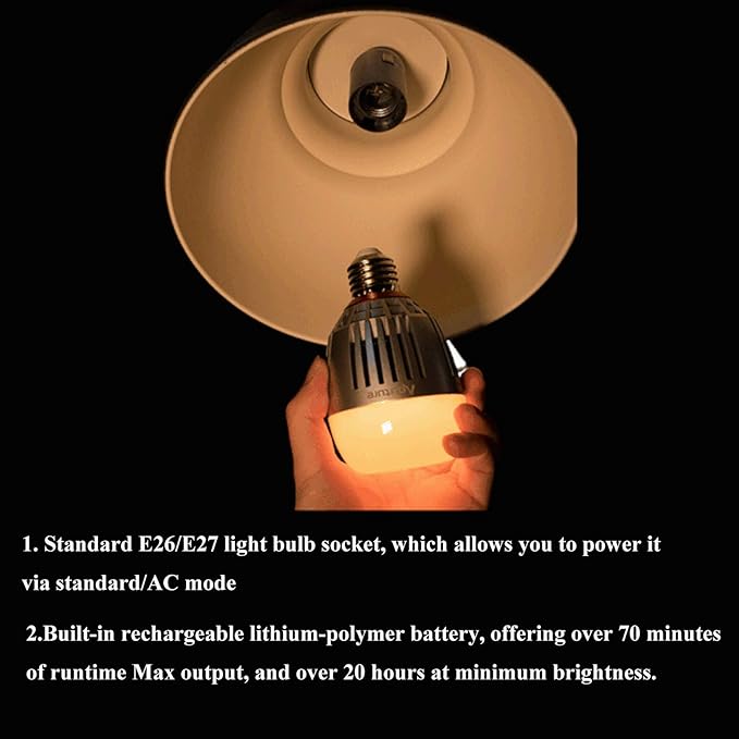 Aputure Accent B7c LED Smart Bulb 7W RGBWW,2000k-10000k Bi Color,CCT/HSI/FX Mode,App Control Built-in Battery, E26/E27 Socket