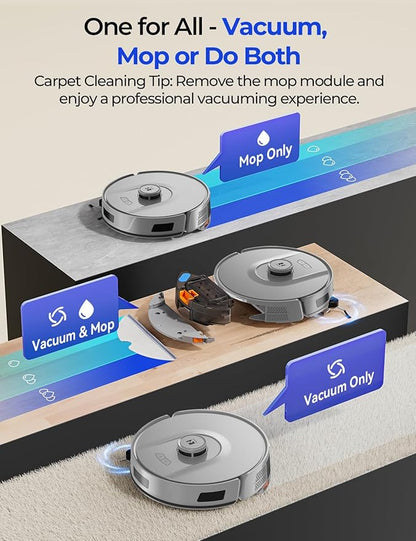Robot Vacuum 20,000 Pa Robot Vacuum and Mop,120Day Self Emptying Vacuum Robot,Lidar Navigation,5G 2.4GWiFi APP Aspirateur Robot,Self-Charging Robot Vacuums for Pet,Floor,Carpet Gray R11