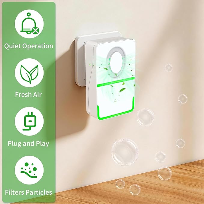 Negative Ion Air Purifier for Mold, Portable Plug In Air Purifiers for Home, For Use in Rooms With Odors, Smoke& More Suitable for Bedrooms, Study Rooms, Closets, Pet Room