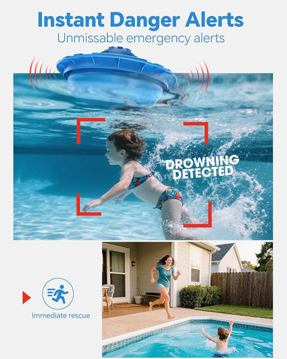 Pool Alarm for Inground & Above Ground Pools – Floating Pool Safety Alarm with 110dB Siren, Adjustable Sensitivity, Weatherproof– Covers up to 20' x 40' – Protects Kids & Pets (Blue)