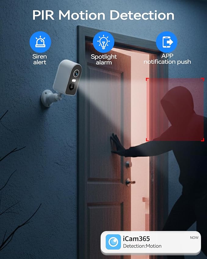 KKB 2K Security Cameras Wireless Outdoor, Magnetic Mount, 2.4G WiFi Battery Powered Camera for Home Security Indoor, Color Night Vision, iCam365 Remote, SD/Cloud Storage, AI Detection, 2 Way Talk
