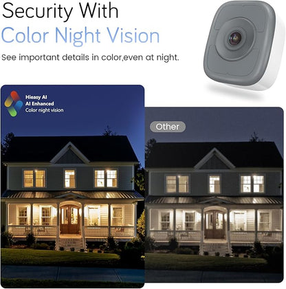 HIEASY 5MP 3K Window Security Camera, Dual-Band 2.4/5GHz WiFi Glass-Mount Camera, Anti-Reflection Night Vision, AI Human Detection, 24/7 Continuous Recording, Includes 32GB SD Card