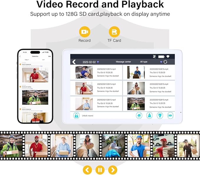 Wireless Doorbell Camera with 8" Screen Monitor Smart Video Doorbell Intercom System 1080P WiFi Door Bell Phone with Motion Detection, Night Vision, 2 Way Audio, Local Storage No Monthly Fee, Tuya App