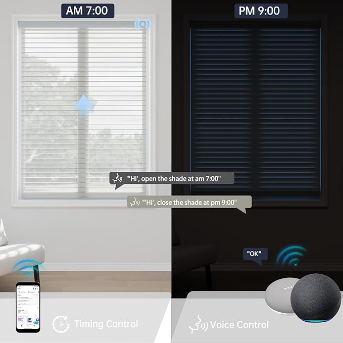 Motorized Sheer Shades with Remote, Automatic Dual-Layered Shades for Windows, Smart Light Filtering Blinds Compatible with Alexa, Custom Size (Light Filtering Crystal White)