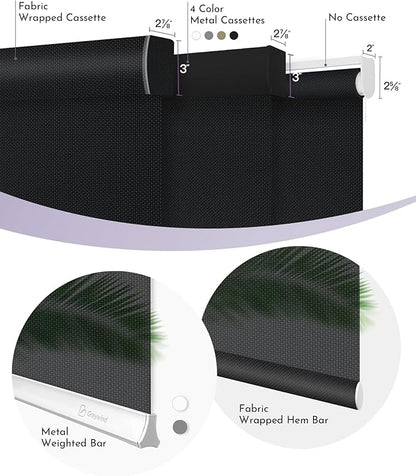 Graywind Motorized Solar Shades Compatible with Alexa Google Remote Electric Window Shade Fireproof Smart Roller Blinds with Valance for Home Office Patio, Custom Size (5% Openness Black)