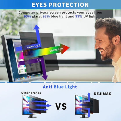 2 Pack- 24 Inch Curved Computer Privacy Screen Filter for 16:9 Widescreen Computer Monitor Computer Screen Protector Computer Screen Privacy Shield Anti Glare and Blue Light