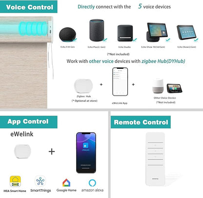 Changshade Smart Roller Shade with Remote Control Blackout Automatic Window Shades for Home Custom Size Motorized Blinds for Windows Compatible with Alexa,Google Home,Apple Homekit, Brown