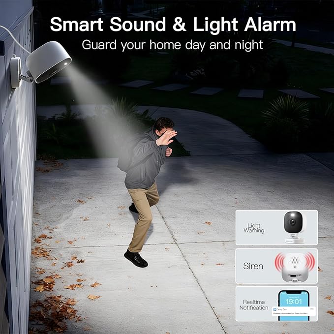 VIMTAG 4MP Security Camera, 2.4G/5G Outdoor Indoor Cameras for Home Security with Color Night Vision, Motion Activated Spotlight/Siren, IP66,2-Way Audio, Support Cloud/Card(not Include), Wired, 4Pack