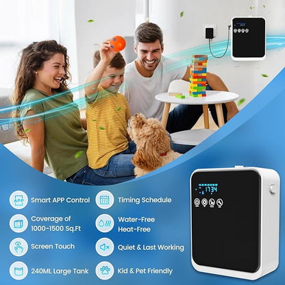 Waterless Essential Oil Diffuser,Hotel Home Aromatherapy Scent Diffuser with Smart APP & Touch Screen,250ml Capacity,1500 sq.ft Coverage|Large Room Oil Diffusers for Hotel Collection