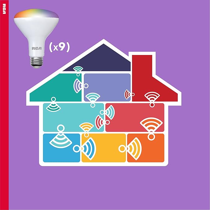 RCA WiFi LED Smart Light Bulb, 1-PK | Indoor Flood Light, 9W (60W Equiv) Multicolor & White LED Light Bulb, Dimmable & Tunable BR30 Smart Bulb, Google & Alexa Light Bulb Compat, Control from Anywhere