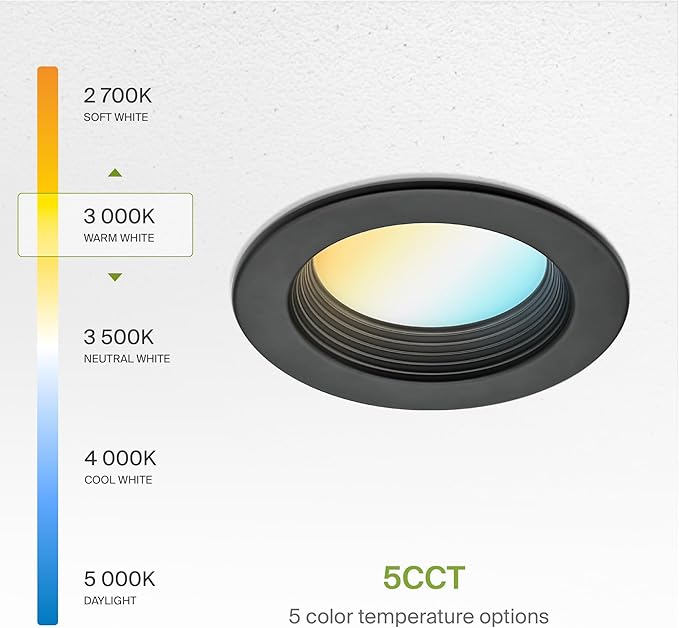 ASD 12 Pack Black 4 Inch Retrofit LED Recessed Light - 10W 2700K-5000K 849LM Retrofit LED Recessed Lighting 4 Inch, Dimmable Black Recessed Lights, Wet Rated Baffle Trim Can Lights, ETL, Energy Star