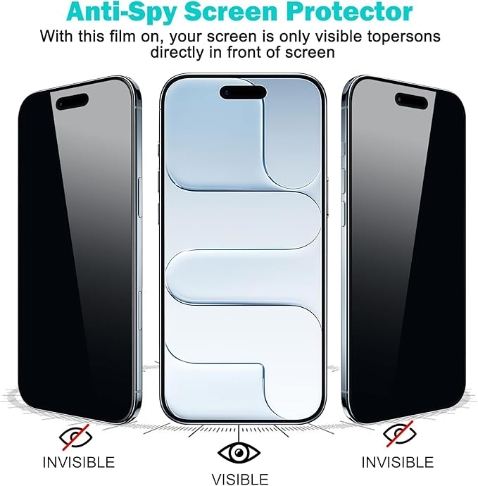 PEHAEL 3+3 Pack for iPhone Air/17 Air Privacy Screen Protector with Camera Lens Protector Full Coverage Anti-Spy Tempered Glass Film 9H Hardness Easy Installation Bubble Free [6.5 inch]