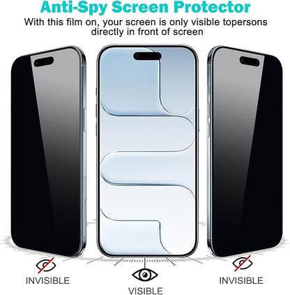 PEHAEL 3+3 Pack for iPhone Air/17 Air Privacy Screen Protector with Camera Lens Protector Full Coverage Anti-Spy Tempered Glass Film 9H Hardness Easy Installation Bubble Free [6.5 inch]