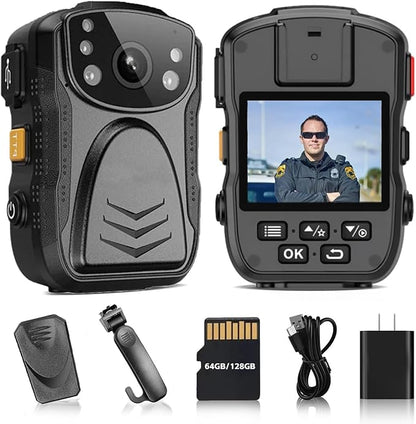 PatrolMaster 1296P Body Camera with 170° Night Vision, 3500mAh – Tamper-Proof Professional Commercial Grade for Security, Police, Legal Evidence (128GB)