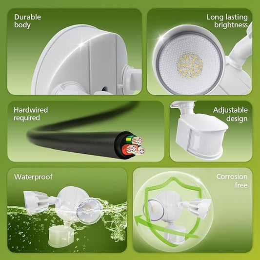 Philips 44W 4200 lm LED Security Light Outdoor w/PIR Motion Sensor, 5000K Daylight Flood Light, Waterproof, Dusk to Dawn, 2 Heads, 4 Modes