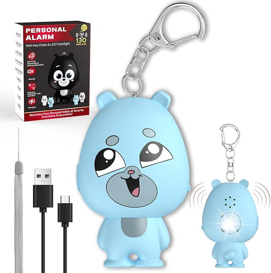 Rechargeable Personal Alarm for Women – 130dB Loud Emergency Alarm Keychain with Strobe Light, Self-Defense Safety Alarm with Low Battery Alert for Women, Kids & Seniors