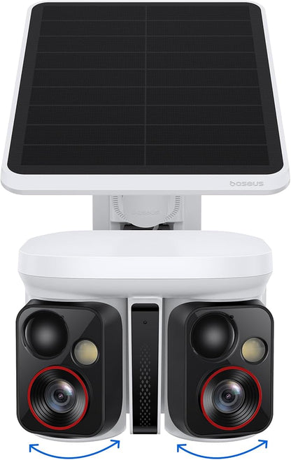 Baseus X1 Pro Dual-Tracking Solar Security Camera Outdoor Wireless, Dual 3K AI Cameras, 300° Pan, Color Night Vision, 8× Zoom, Local Storage up to 512GB, IP65, No Subscription