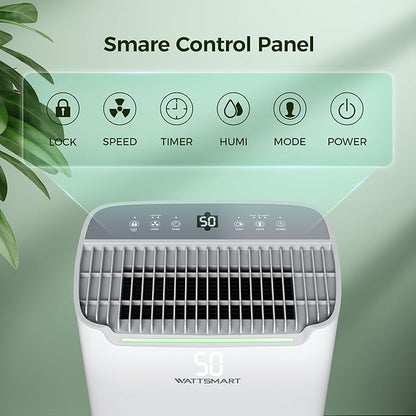 4,500 Sq.Ft Dehumidifier for Basement with Drain Hose, 50 Pint Dehumidifiers for Large Home with Three Operation Modes, Intelligent Humidity Control, 24HR Timer for RV, Bathroom, Bedroom