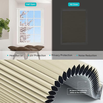 Motorized Top Down Bottom Up Cellular Shades with Remote, Custom Cordless Smart Honeycomb Blinds, Automatic Electric Light Filtering Window Blinds Work with Alexa Google for Home Office, Beige