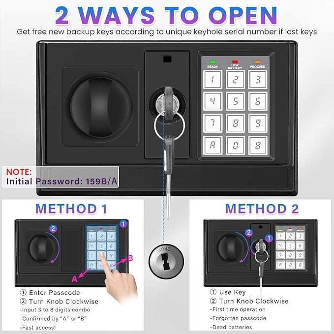 [27.57''] Tall Safe Box, Home Safe with Fireproof Waterproof Bag, 6.2 Cuft Anti-Theft Digital Security Lock Box with Smart Alert System, Removable Shelf, Mute Function, Document Safes for Jewelry