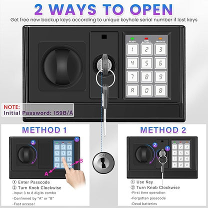 [27.57''] Tall Safe Box, Home Safe with Fireproof Waterproof Bag, 6.2 Cuft Anti-Theft Digital Security Lock Box with Smart Alert System, Removable Shelf, Mute Function, Document Safes for Jewelry