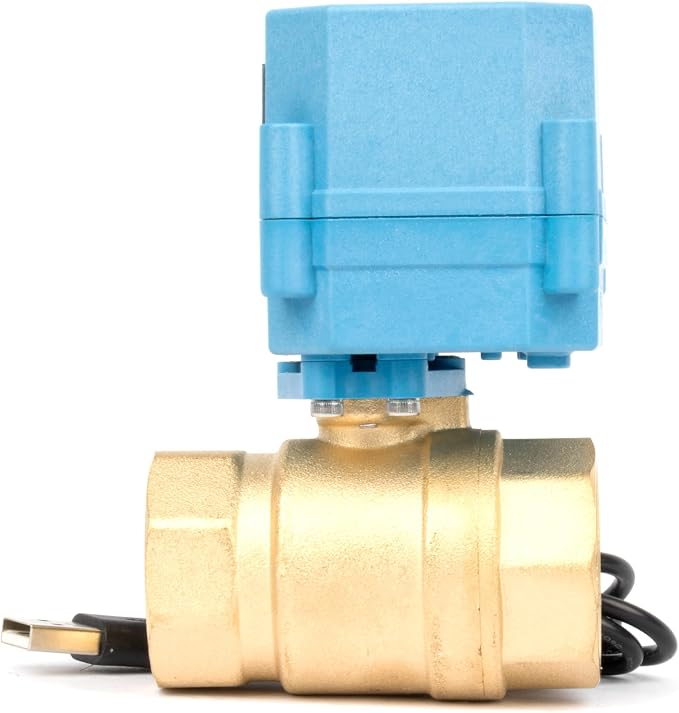 U.S. Solid WiFi Smart Motorized Ball Valve 1 inch NPT for Water Control & Irrigation, 2 Way Brass Electric Valve, USB Powered, LED Status Indicator, Flow Direction Window, Remote On/Off Control