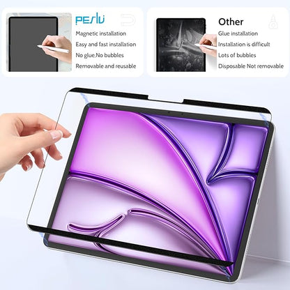 Peslv 2 Pack Magnetic Paperfilm for iPad Air 11 Inch (2024-2026, M2 M3 M4), Feel Like Writing Drawing On Paper, Matte Removable Anti Glare Fingerprint Screen Protector Blue Light Filter