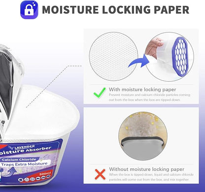 Vacplus Moisture Absorbers 6 Pack, Portable Humidity Absorber Boxes for Your Bathroom, Closet & Car, Dehumidifier with Lavender Fragrance, 10.5 Oz