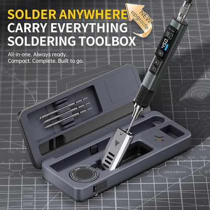 FNIRSI HS-02B 100W Corded Micro Soldering Iron Kit, 2S Fast Heating | 212-842℉, Pre-set 3 Groups Temps, Auto Sleep, 3 Pcs 210 Tips, Portable Soldering Iron Pen for Electronics Repair,with Case