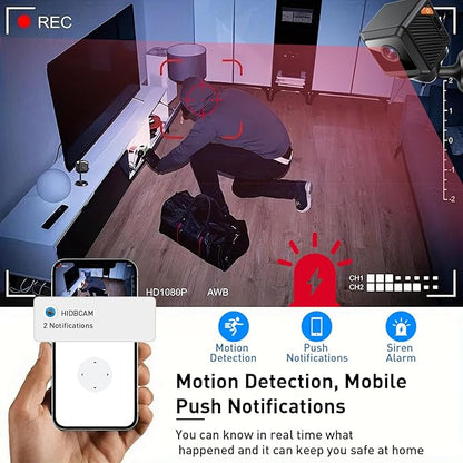 Hidden Camera for Home Security - 1080P HD Mini Indoor Camera for Surveillance - Spy Cam with WiFi Wireless, App Control, Motion Detection, Night Vision, Instant Alerts, Cloud & SD Card Storage