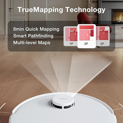 Yeedi C12 Plus Robot Vacuum & Mop, 8000Pa Powerful Suction, 7-Week Bagless Bin, PureCyclone & ZeroTangle Brush, Smart App Control, Auto-Charging, White